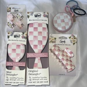 MacKenzie-Childs Pink and White Check Hair Accessories Set
